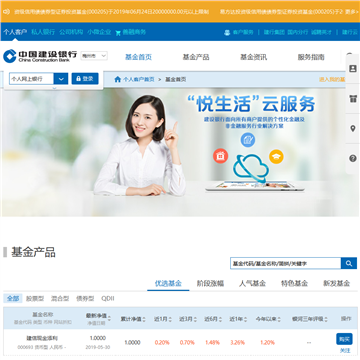 中国建设银行网站截图
